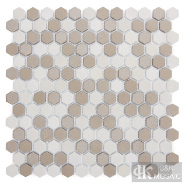 Medium Hexagon Textured Glass Mosaic Wall Tile