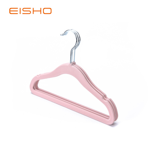 EISHO Pink Velvet Flocked Baby Hangers