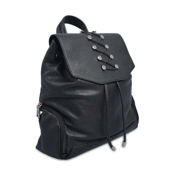 Ladies Soft Leather Diaper Bag Backpack Black