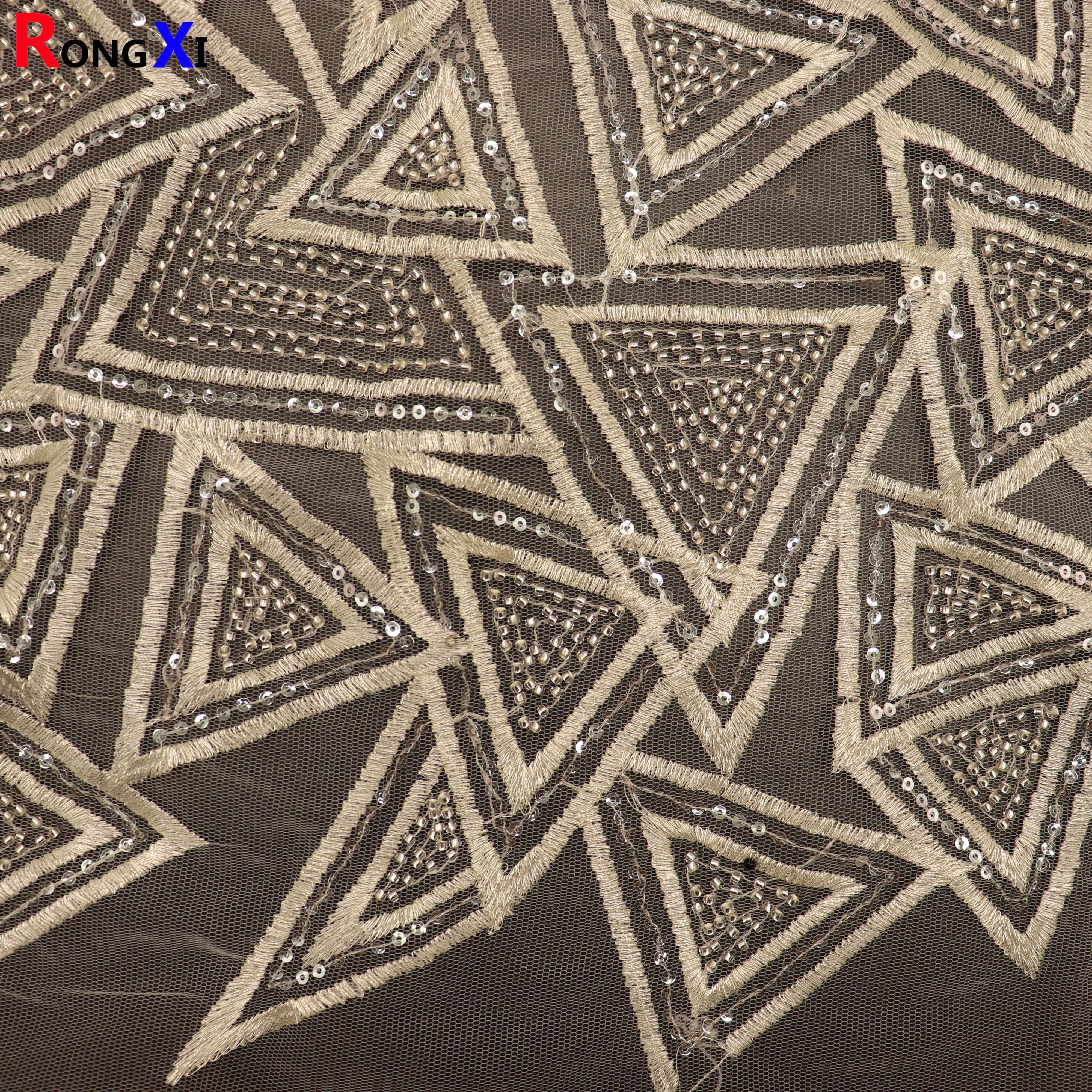 RXF1690 New Design Beaded White Embroidery Polyester Fabric Made In China