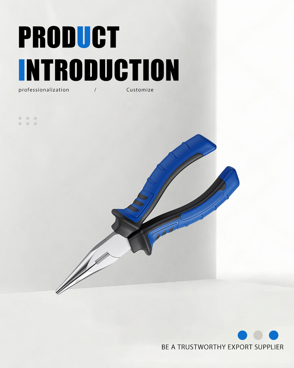 6 انبر بینی سوزنی اروپایی (55#) 6“ European Style Needle Nose Pliers(55#)