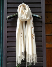 Hand Embroidered Scarf Silk