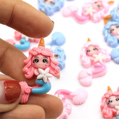 38mm Kawaii Mermaid Princess Resin Cabochon Ozdoby Scrapbooking DIY Rzemiosło Żywiczne