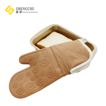 Double Liner Cotton Silicone Oven Mitts for Heat Resistant Kitchen & BBQ