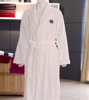 100% Cotton Velour Bathrobe Shawl Collar With Hotel Embroidery