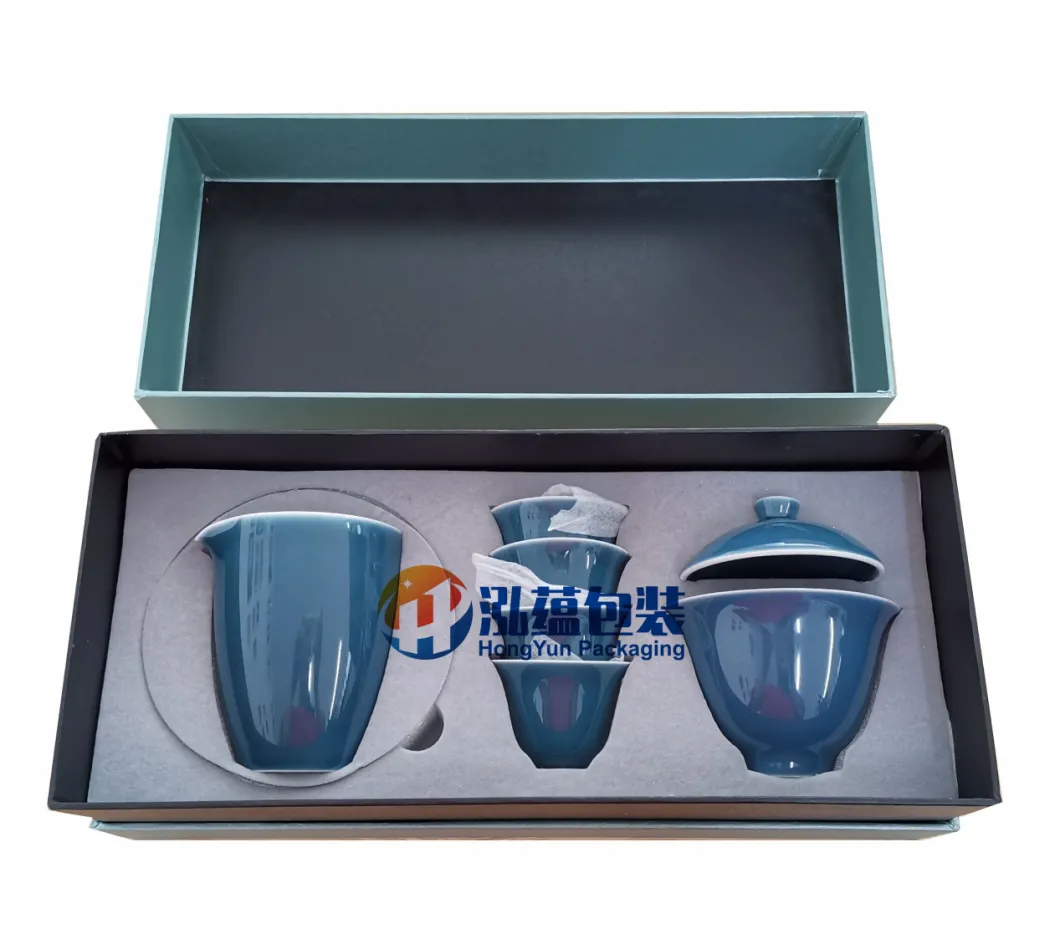 Customized Two Piece Luxury Gift Packing Box with Foam Insert for Tea Cup Display