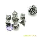 Bescon 10MM Mini Solid Metall Würfel Set Alt Nickel, antike Mini Metallic Polyhedral D &amp; D RPG Miniatur Würfel 7-Sätze