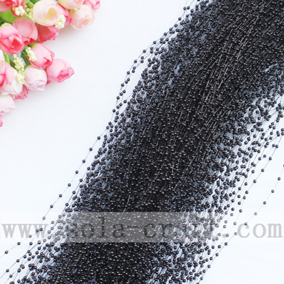 3mm Warna Hitam Imitasi Kawat Mutiara String Beaded Garland 