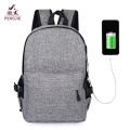 Tas Anti Pencurian Tas Sekolah Abu-abu USB Pengisian Ransel