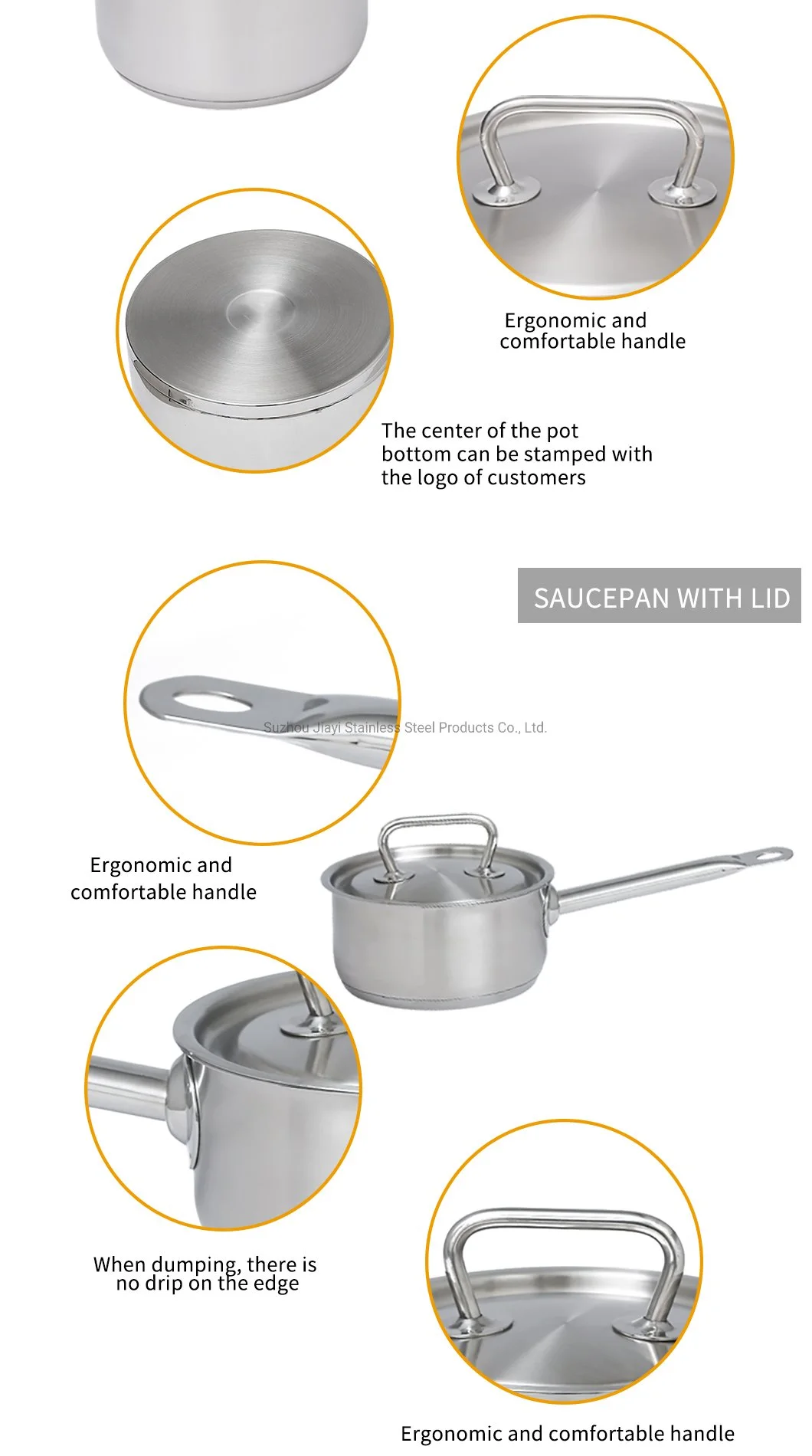 Penjualan Yang Baik Pabrik Direct Triply Saucepan Casserole Stainless Steel Antilengket Pan untuk Dapur