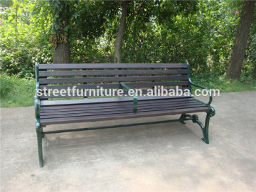 Wrought iron bench wood plastic composite park bench
