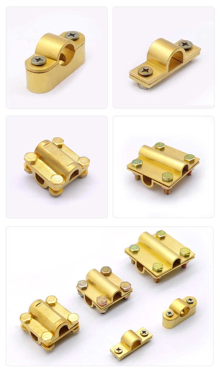 Electrical Ground Connector Brass Square Cross Clamps wire connector