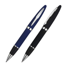 Rubberized metal clip pen