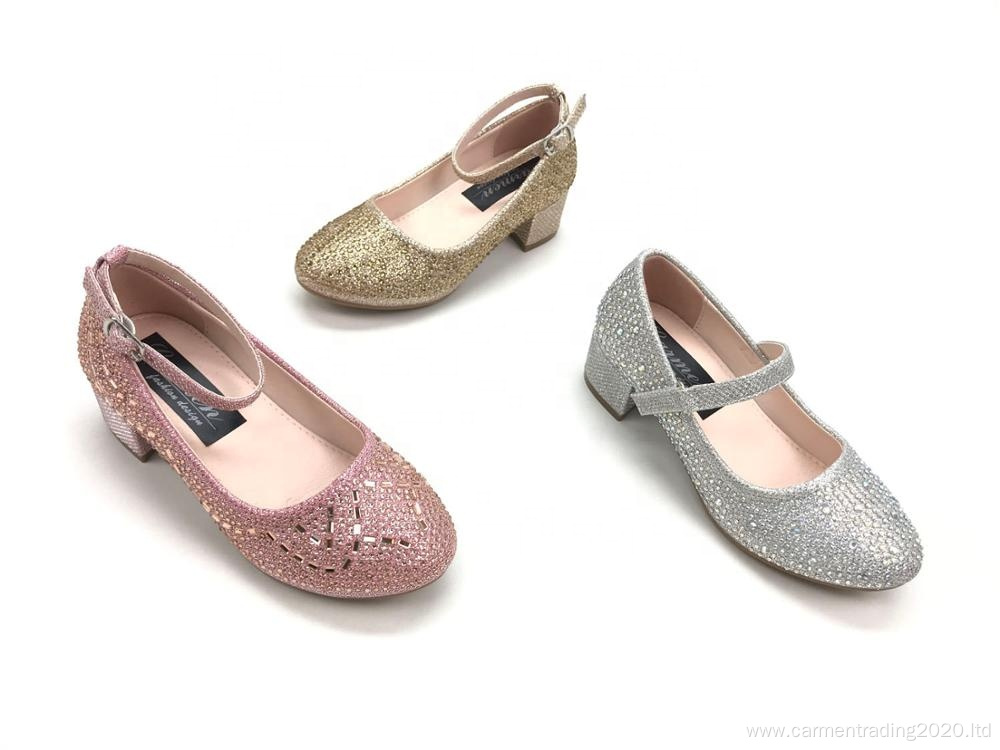 Fashion Rhinestone Shoes Low Heel Glitter Upper Material