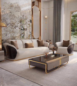 Custom Designed Italian Leather Living Room Sofa