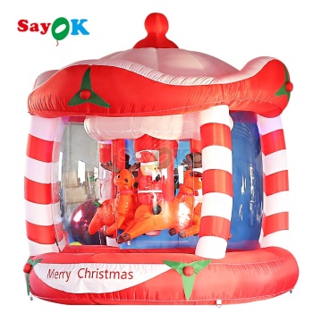 Sayok Free Design Outdoor Christmas Inflatable Carousel with LED Light and Air Blower