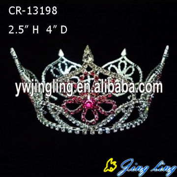 Flor de diamantes de imitación redondo completo Princesa Crowns para niñas