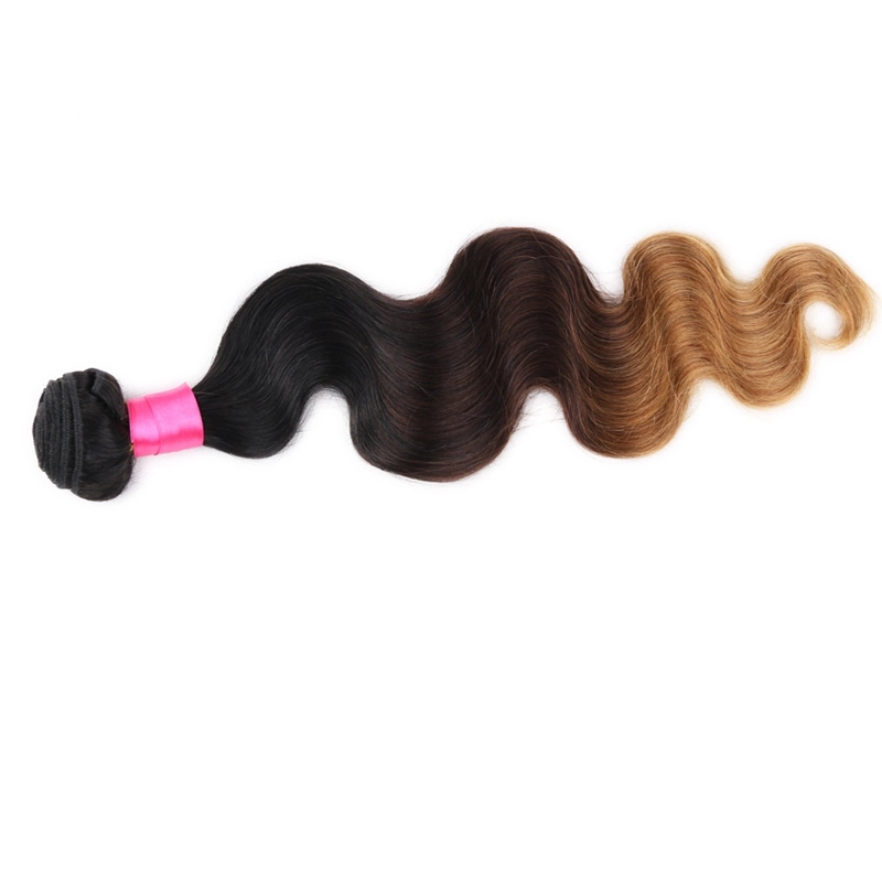 T1b/4/30  T1b/4/27 Ombre Body Wave Bundles 3 Tone Human Hair Weave Bundles With Closure