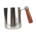 Stainless steel Milk Frothing Pitcher with wood handle