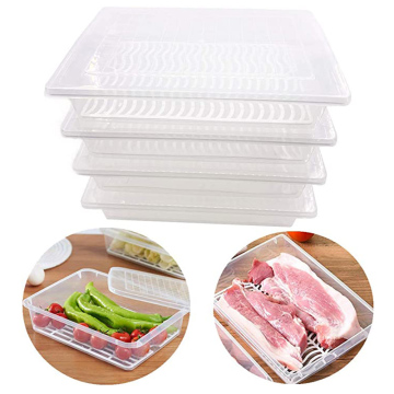 Kitchen Storage Box Food Organizer Refrigerator Fresh-keeping Storage Box Fruit and Vegetable Container Drainable Stackable