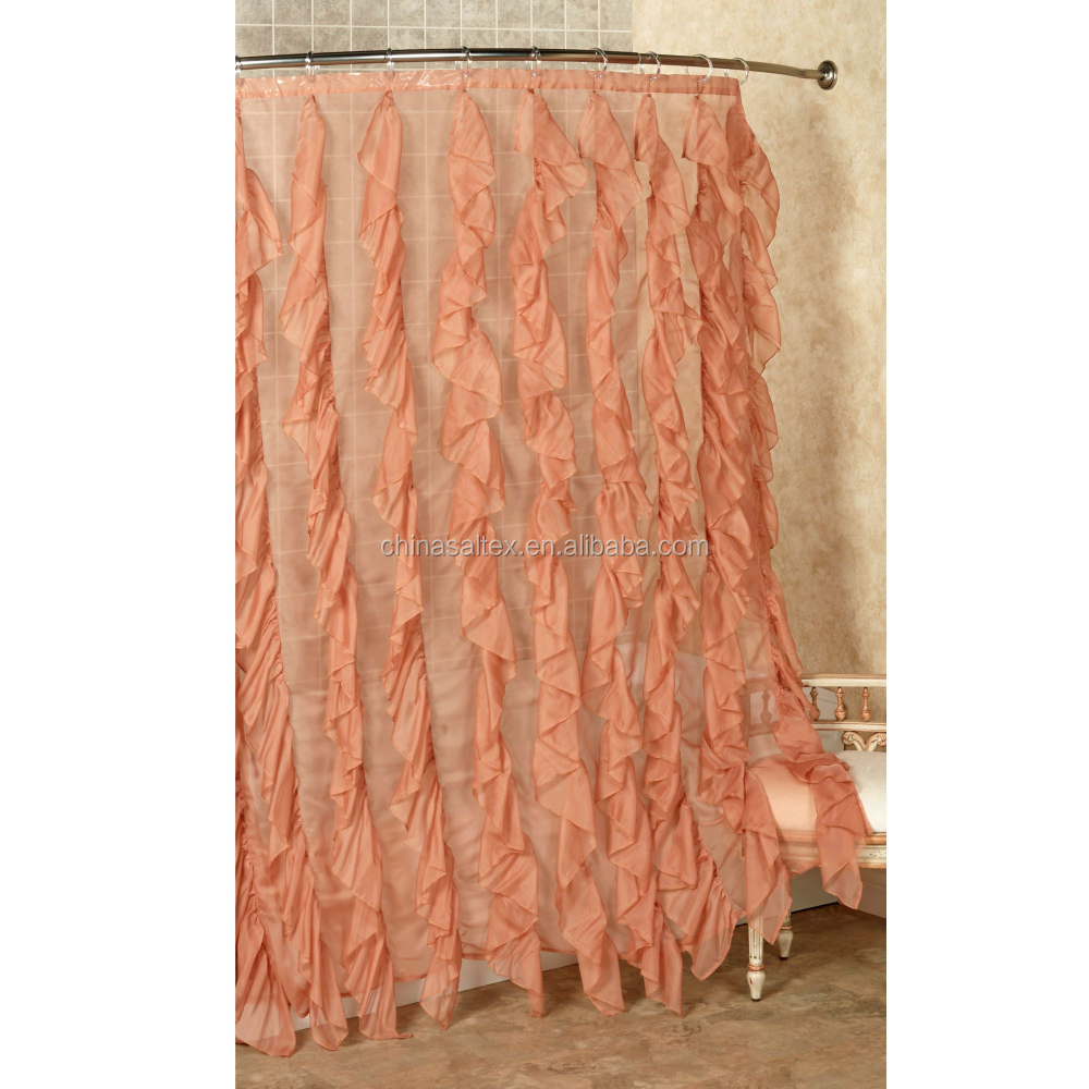 Factory Wholesale High Quality Ruffled Hotel Shower Curtain