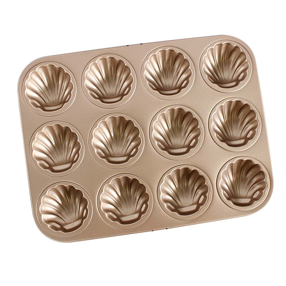 Molde para hornear de concha de magdalena de 12 cavidades (8) 12-cavity madeleine shell baking Pan (8)