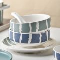 Noordse stijl servies keramisch serviesgoed sets Aldus porselein dinerborden set steenblauw en groen