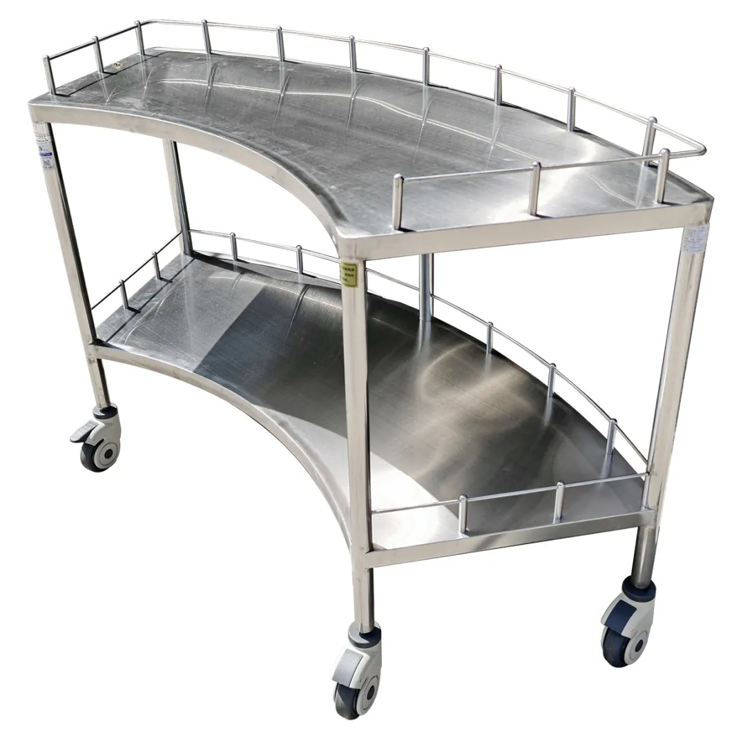 Surgical Operation Specially Two Layers Stainless Steel Surgical Operation Instrument Table Trolley