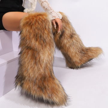 Wholesale Custom Design Winter Women's Fake Mink Fur Snow Boots