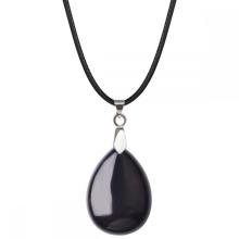 Black Onyx 25x35mm Teardrop Pendant Necklace women Men