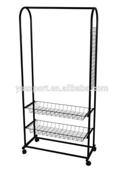 cloth display rack showing rack with wheels removable cloth hanger