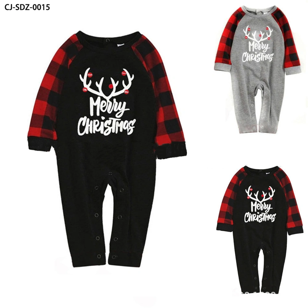 Merry Christmas Antler Top + Tartan Pants Family Matching Pajamas Set