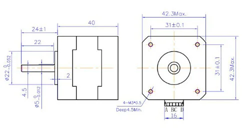 NEMA 17 Bipolar Hybrid Stepper Motor