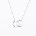 Double Circle Simple Geometric Necklace Gold Silver Double Ring Alloy Pendant Stainless Steel Ladies Jewelry Gift