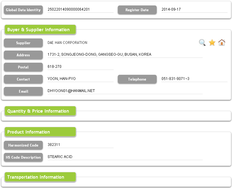 Korea Exportter Directory -gegevens