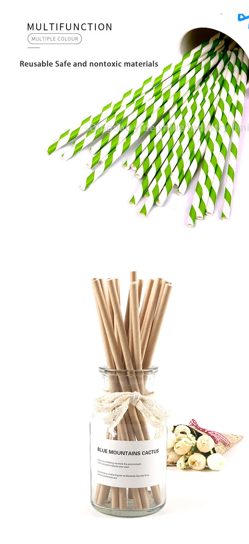 Christmas Cap Paper Straw Biodegradable Coffee Straws Eco-Friendly Bending Paper Straws for Restraurant