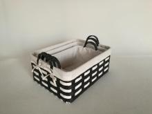 S/3 hand woven  paper rope storage baskets with liner and metal handles