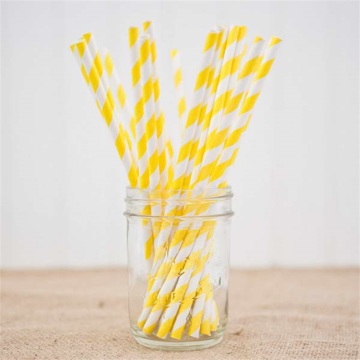 Custom yellow and white striped straws