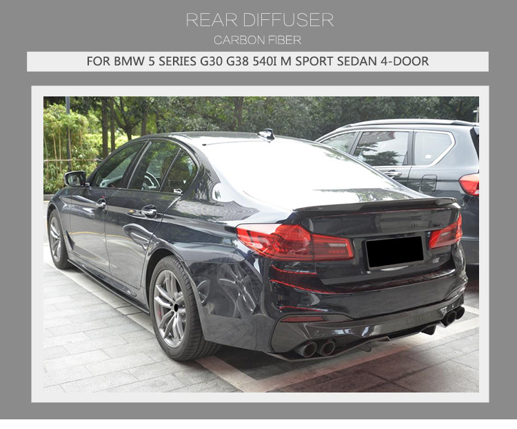 2PCS/SET P style Carbon Fiber Rear Diffuser for BMW G30 G31 G38 520i 530i 540i M-sport 17-18