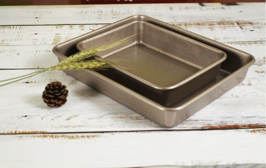 Molde para hornear pasteles rectangular antiadherente de acero al carbono dorado de 8.5'11 '(13) 8.5'11' Golden Carbon Steel Nonstick Rectangular Cake Baking Pan (13)