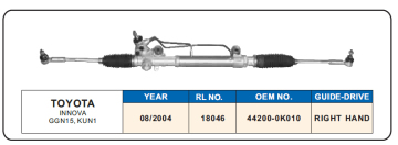 high quality car parts for toyta innova power steering rack
