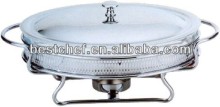 Oval food warmers with chorme line stand