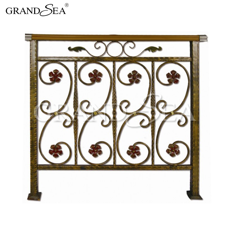 elegant style powder coating copper color iron grill design for balcony with waterproof function