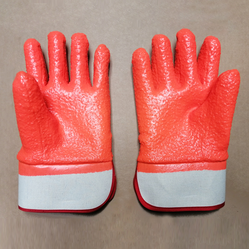 Safety Orange PVC Guantes recubiertos Impermeable 28 cm