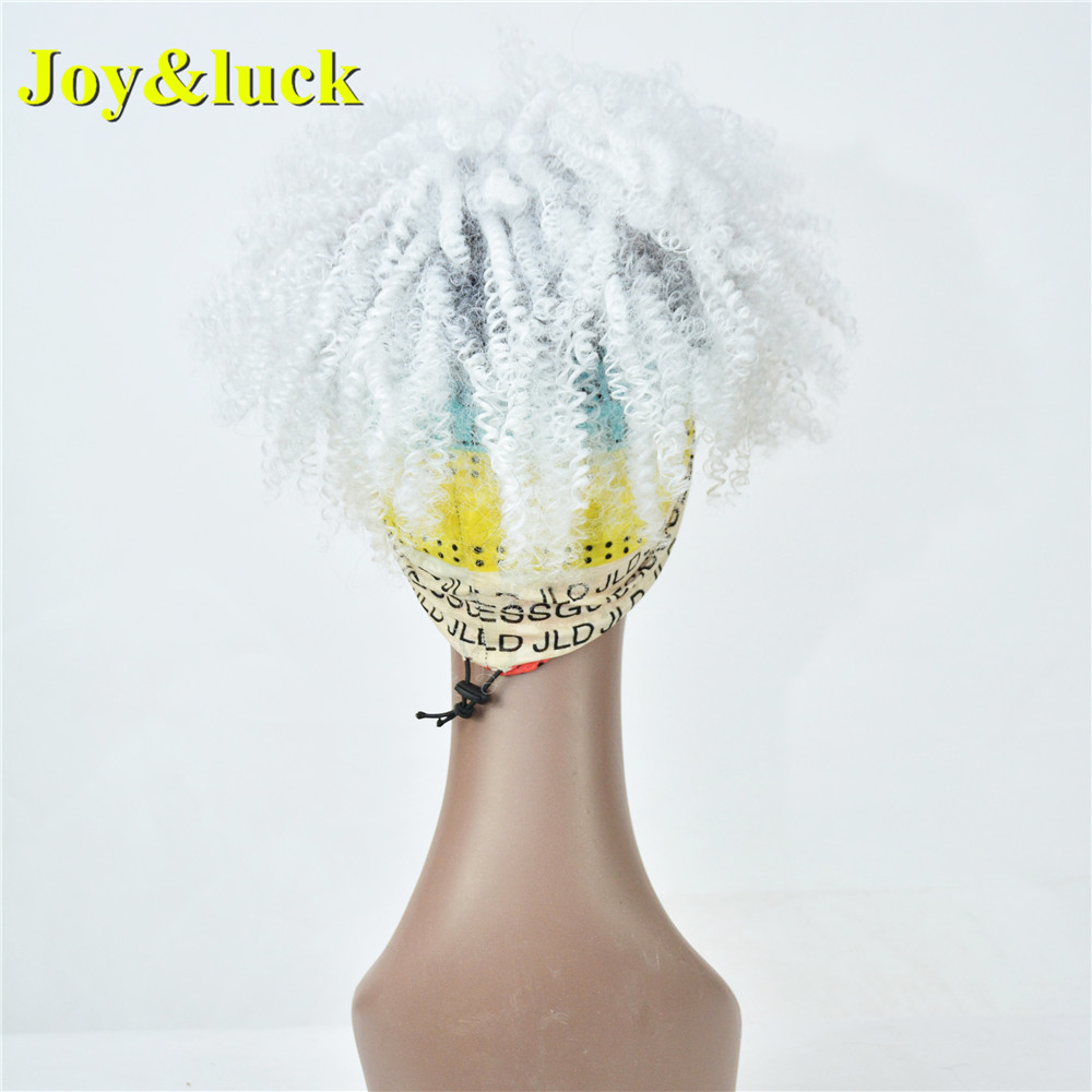 Wholesale Scarf wig For Black Women African Hairband Grey Ombre White Short Afro Kinky Curly Headband Wig Synthetic Hair Wigs
