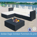 Furnitur anyaman outdoor sofa rotan yang lebar