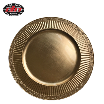 Gold Stripes Plastic Plate with Metallic Finish