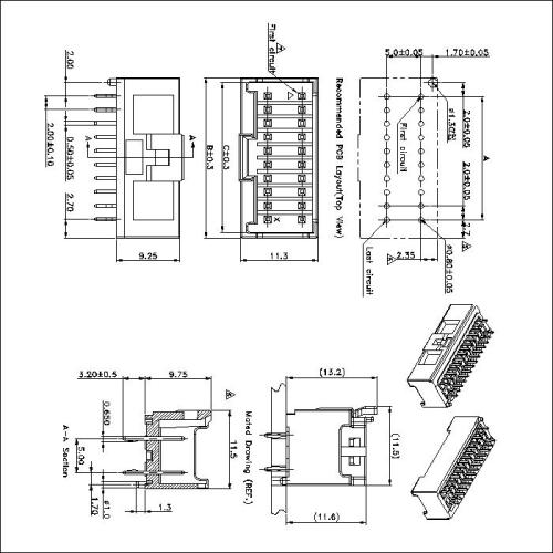 2.00mm Pitch 180 ° Wafer Connector DIP Series