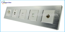 Top quality aluminum metal 5gang modular switches sockets,free matching