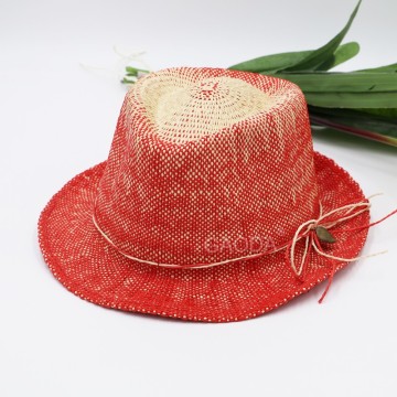 Red paper machine made fedora hat summer